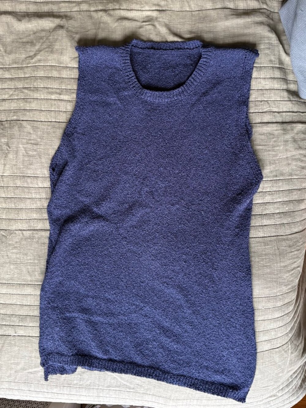 Navy Blue Knit Boucle Shorts & Sweater Vest Set Matching Co-Ord Y2K